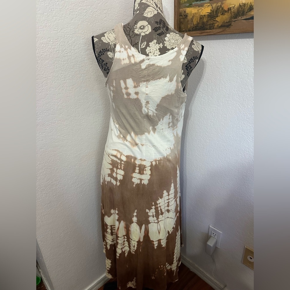 Karen Kane Brown and White Tie-Dye Sleeveless Midi Dress- Size Large - Picture 3 of 4